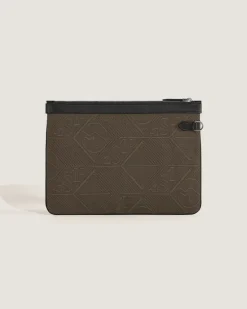 Etui aus 4810 Jacquard - Khaki - Stoff und Leder - MB220262 - Taschenaccessoires