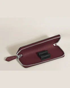 Etui für 2 Schreibgerät mit Reißverschluss aus Sartorial Leder - Cassis - Leder - MB199383 - Schreibgeräteetuis