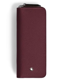 Etui für 2 Schreibgerät mit Reißverschluss aus Sartorial Leder - Cassis - Leder - MB199383 - Schreibgeräteetuis