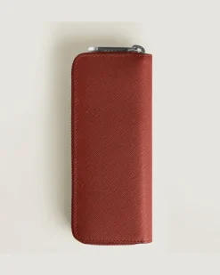 Etui für 2 Schreibgerät mit Reißverschluss aus Sartorial Leder - Red Oak - Leder - MB223093 - Schreibgeräteetuis