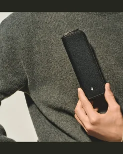 Etui für 1 Schreibgerät mit Reißverschluss aus Sartorial Leder - Schwarz - Leder - MB220368 - Schreibgeräteetuis