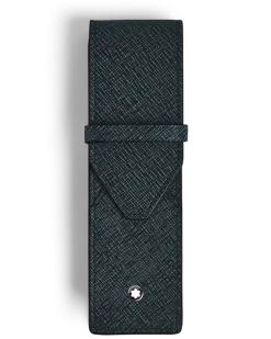 Etui Montblanc Envelope für 2 Schreibgerät - Tweed-Blau - Leder - MB220354 - Schreibgeräteetuis