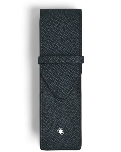 Etui Montblanc Envelope für 2 Schreibgerät - Tweed-Blau - Leder - MB220354 - Schreibgeräteetuis