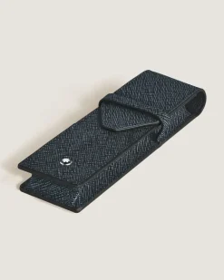 Etui Montblanc Envelope für 2 Schreibgerät - Tweed-Blau - Leder - MB220354 - Schreibgeräteetuis