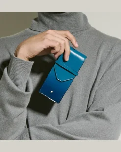 Etui Montblanc Envelope für 3 Schreibgerät - Rauchiges Sfumato-Blau - Leder - MB199264 - Schreibgeräteetuis