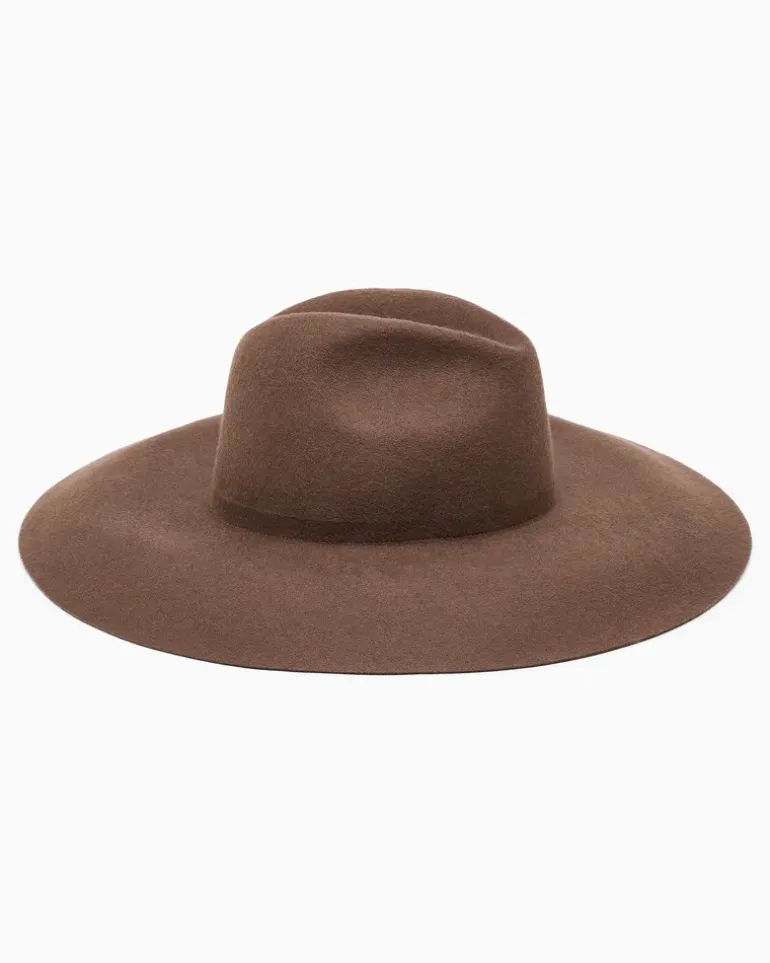 Filzhut aus Wolle mit breiter und steifer Krempe Braun