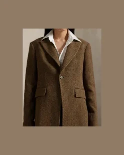 Fischgratmantel aus Wollmischung Brown
