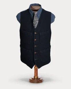 Fischgrat-Weste in Indigo Blue