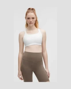 Fitness-BH aus Ultralu mit quadratischem Ausschnitt Mittlerer Halt D/DD-Cups für Frauen – Größe in White