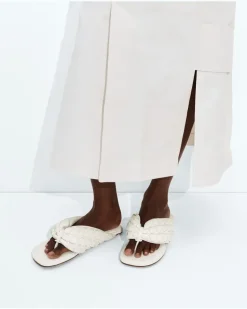 Flache Salsa Zehenstegsandale-Weiss - Damen