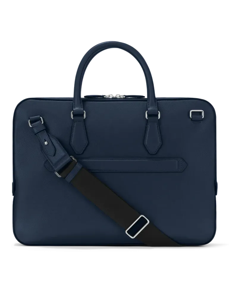 Flache Schreibmappe aus Sartorial Leder - Tintenblau - MB131715 - Dokumententaschen