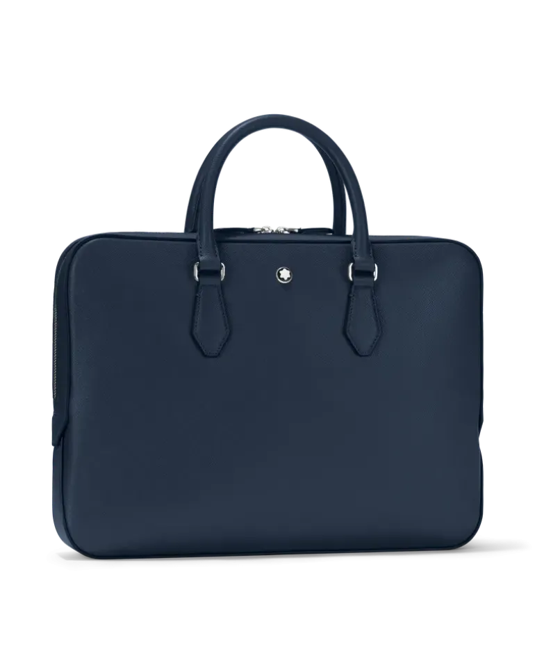 Flache Schreibmappe aus Sartorial Leder - Tintenblau - MB131715 - Dokumententaschen