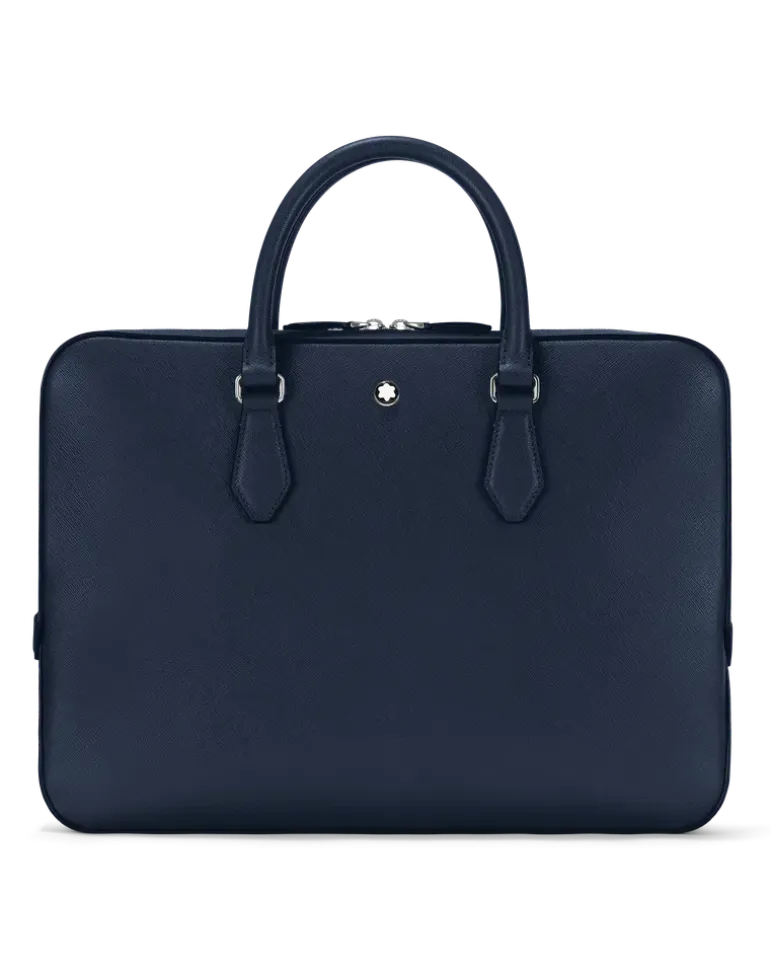 Flache Schreibmappe aus Sartorial Leder - Tintenblau - MB131715 - Dokumententaschen