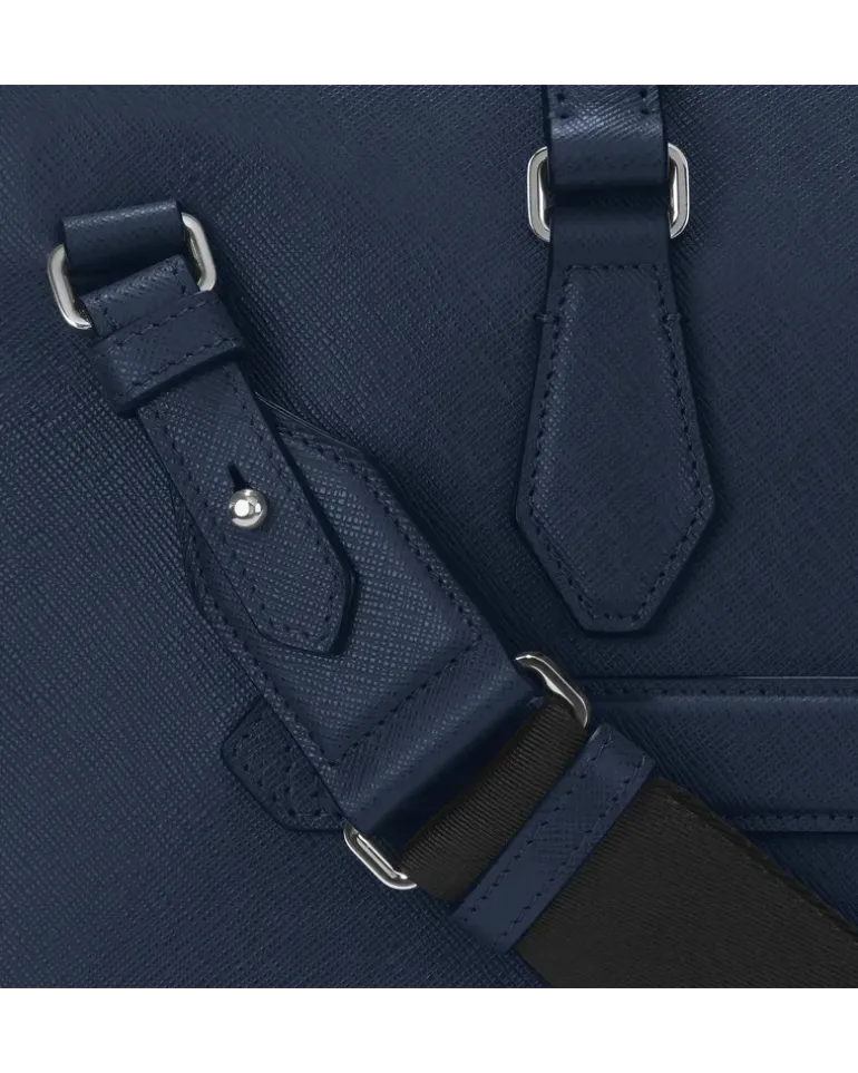 Flache Schreibmappe aus Sartorial Leder - Tintenblau - MB131715 - Dokumententaschen