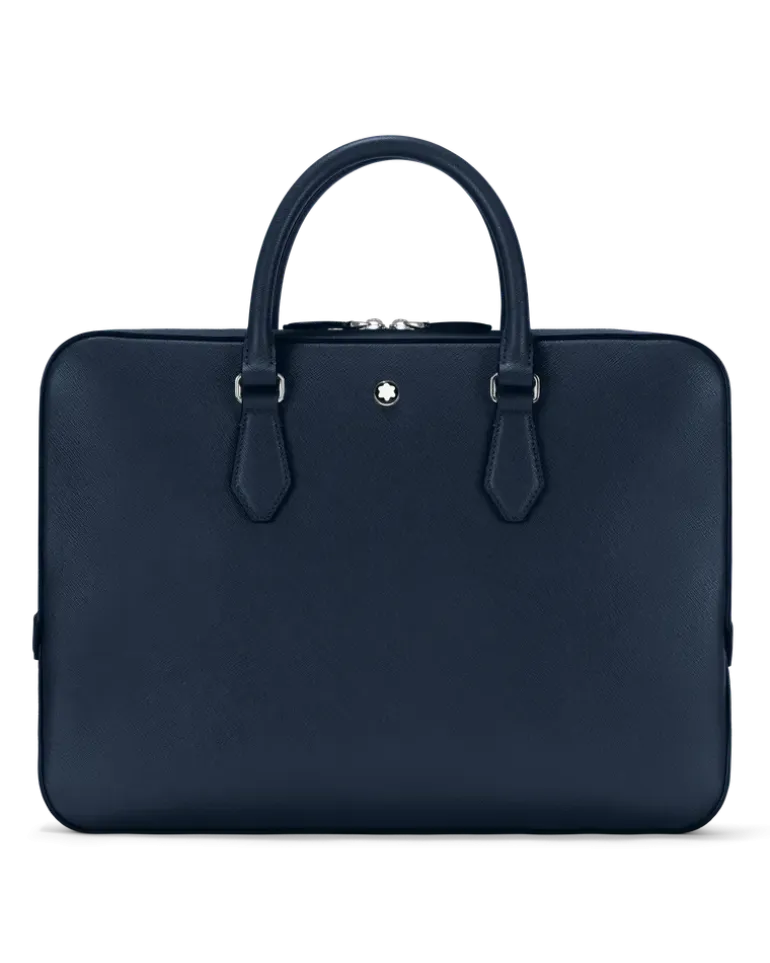 Flache Schreibmappe aus Sartorial Leder - Tintenblau - MB131715 - Dokumententaschen