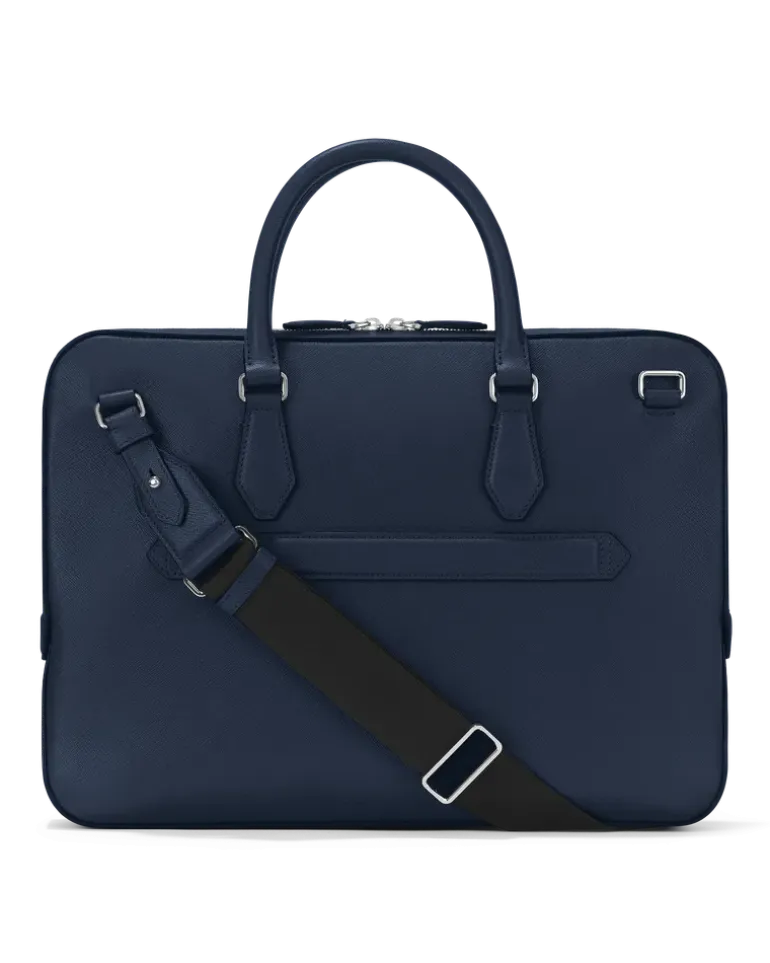 Flache Schreibmappe aus Sartorial Leder - Tintenblau - MB131715 - Dokumententaschen