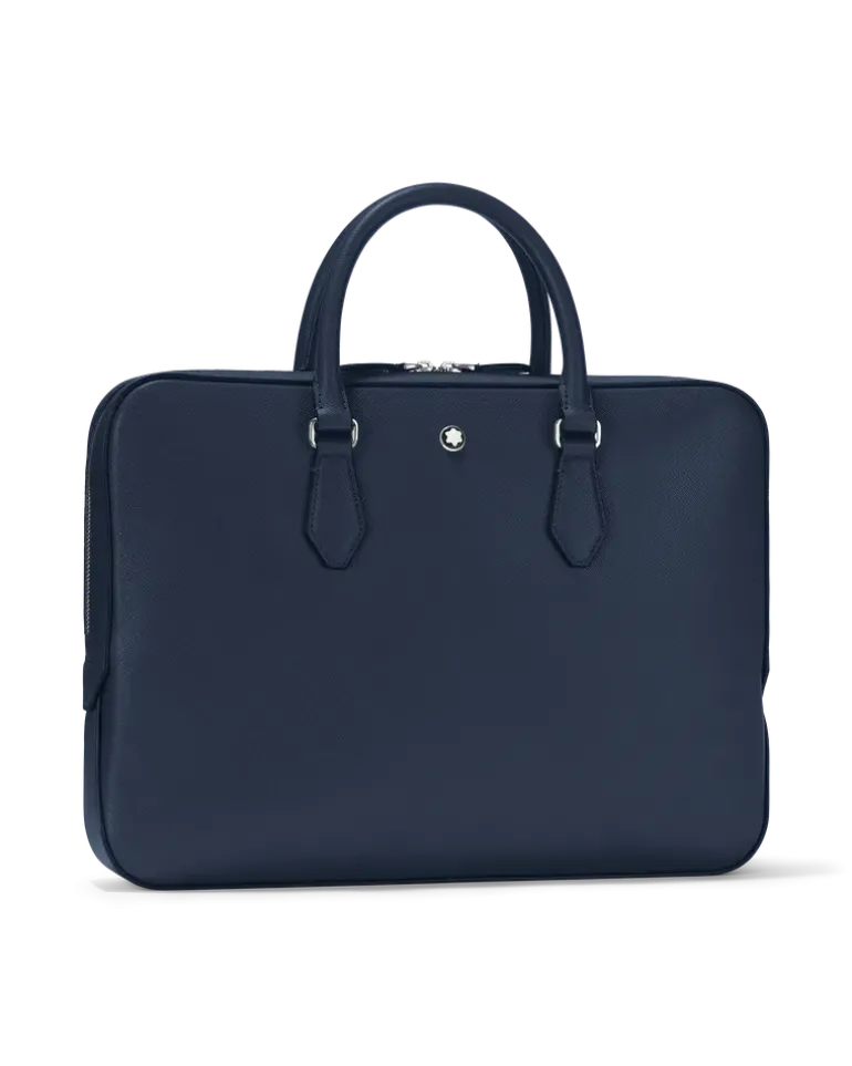 Flache Schreibmappe aus Sartorial Leder - Tintenblau - MB131715 - Dokumententaschen