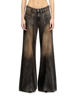 Flare Jeans Low Waist D-Akii, Schwarz/Dunkelgrau, Reißverschluss