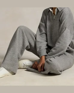 Fleece-Jogginghose mit weitem Bein Grey