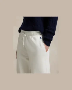 Fleece-Jogginghose mit weitem Bein White