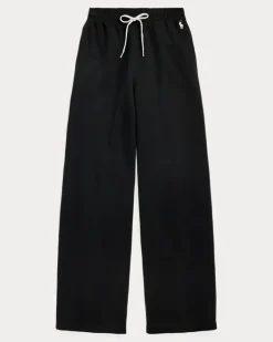 Fleece-Jogginghose mit weitem Bein Black