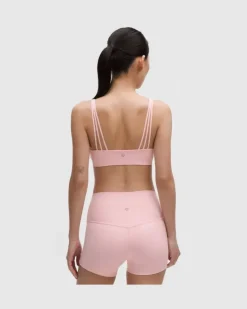 FlexyFlex Yoga-BH mit eckigem Ausschnitt Leichter Halt für A–C Cups für Frauen – Größe in Pink Pearl