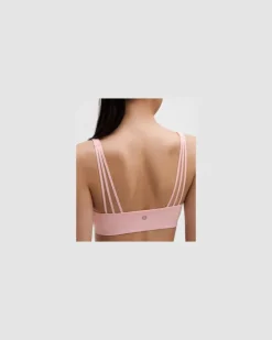 FlexyFlex Yoga-BH mit eckigem Ausschnitt Leichter Halt für A–C Cups für Frauen – Größe in Pink Pearl