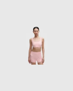 FlexyFlex Yoga-BH mit eckigem Ausschnitt Leichter Halt für A–C Cups für Frauen – Größe in Pink Pearl