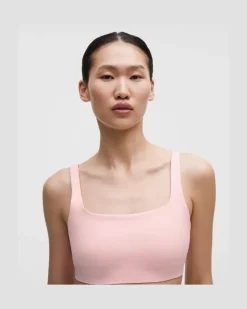 FlexyFlex Yoga-BH mit eckigem Ausschnitt Leichter Halt für A–C Cups für Frauen – Größe in Pink Pearl