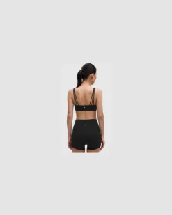 FlexyFlex Yoga-BH mit eckigem Ausschnitt Leichter Halt für A–C Cups für Frauen – Größe in Schwarz