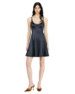 Fließendes Minikleid mit doppelten Trägern - Kleider - Damen - Schwarz