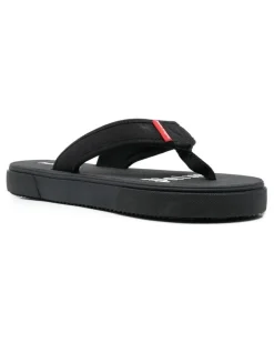 Flip-Flops mit Logo-Schild - Schwarz