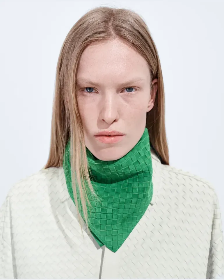 Foulard aus Intrecciato Leder-Grün - Damen