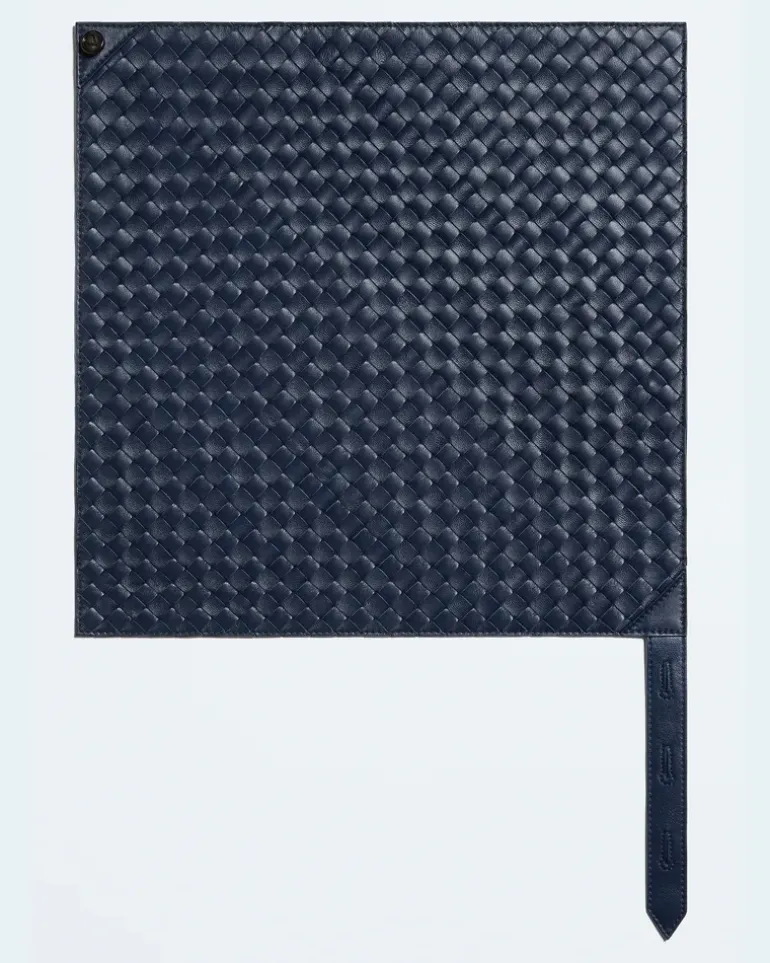 Foulard aus Intrecciato Leder-Blau - Damen