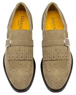 fringed brogue monk shoes - Nude