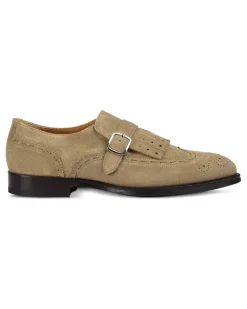 fringed brogue monk shoes - Nude