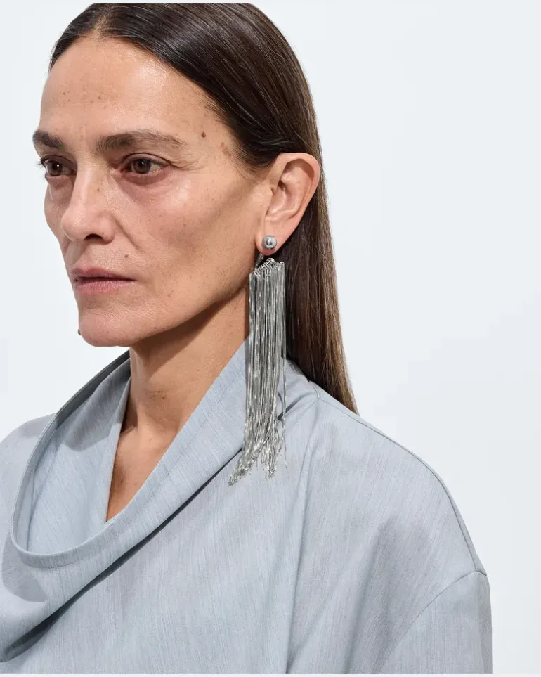Fringes Mono-Ohrring-Silber - Damen