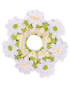 Gehäkelter Haargummi mit Blumen-Patch - Violett