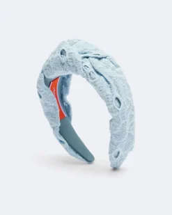 Geknotetes bedrucktes Haarband aus Baumwolle Blau
