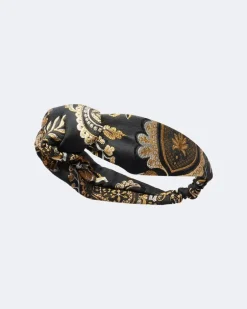 Geknotetes Haarband aus Jacquard Schwarz