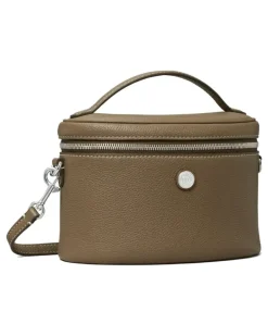 Gekörnte Kosmetiktasche mit Henkel - Braun