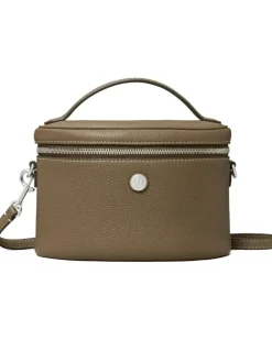 Gekörnte Kosmetiktasche mit Henkel - Braun
