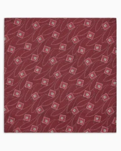 Geometrisches Jacquard-Seiden-Einstecktuch Rot