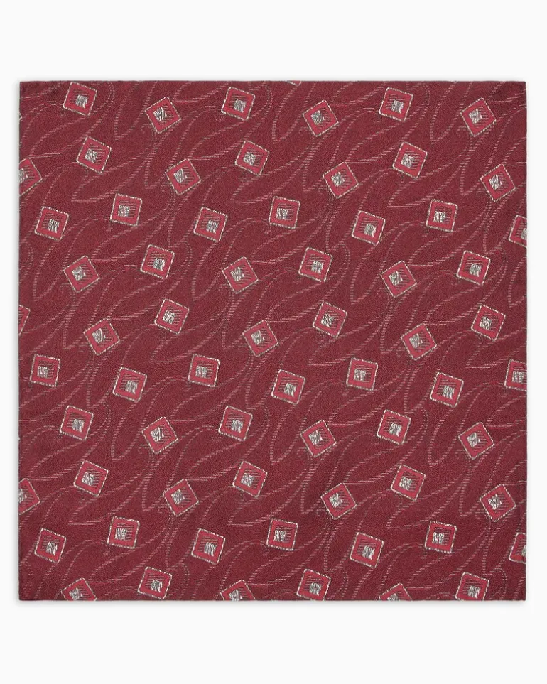 Geometrisches Jacquard-Seiden-Einstecktuch Rot