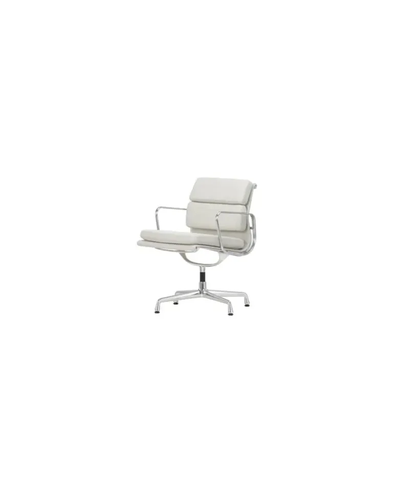 Gepolsterter Sessel Soft Pad - Weiß - Polierter Aluminium-Druckguss - Designer Charles & Ray Eames