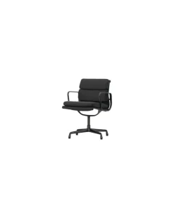 Gepolsterter Sessel Soft Pad - Schwarz - Aluminium-Druckguß - Designer Charles & Ray Eames
