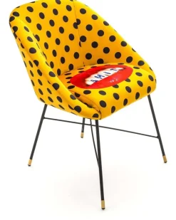 Gepolsterter Stuhl mit Polka Dots - Gelb