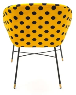 Gepolsterter Stuhl mit Polka Dots - Gelb