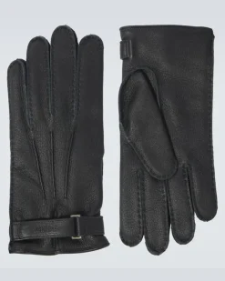 Geprägte Handschuhe aus Leder Schwarz