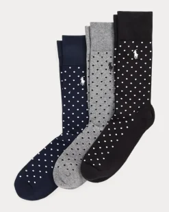 Gepunktete Anzugsocken im Dreierpack Blue